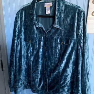 Alfred Dunner Women's Velvet Jacket in Deep Blue Size 3X